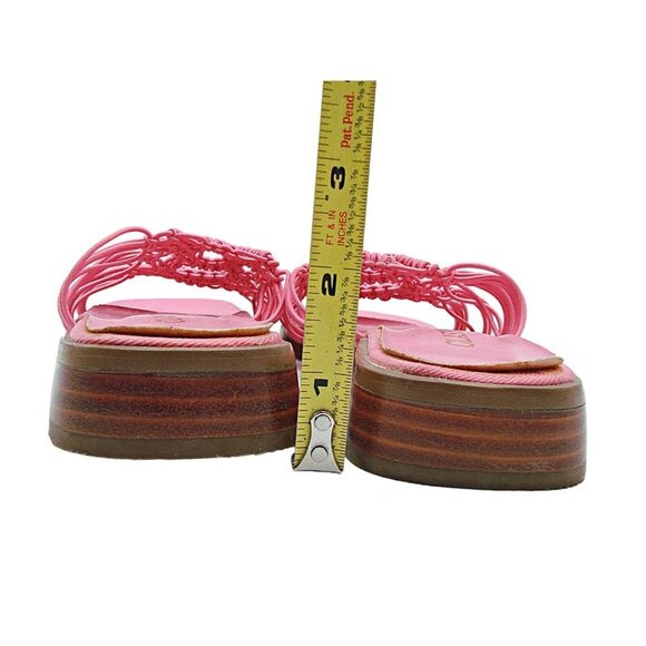 Vintage Classique Pink Square Toe Woven Laced Block Heel Sandals Womens Size 8M - Picture 11 of 12
